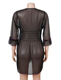 Women Sexy Short Robe and Lingerie Slip Dress Two Pieces Set