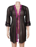 Women Sexy Short Robe and Lingerie Slip Dress Two Pieces Set
