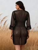 Women Sexy Short Robe and Lingerie Slip Dress Two Pieces Set