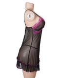 Sexy V-Neck Lace Mesh Women Lingerie Nightdress