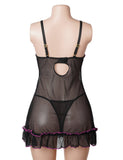 Sexy V-Neck Lace Mesh Women Lingerie Nightdress
