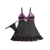 Sexy V-Neck Lace Mesh Women Lingerie Nightdress