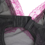 Sexy V-Neck Lace Mesh Women Lingerie Nightdress
