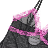 Sexy V-Neck Lace Mesh Women Lingerie Nightdress