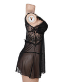 V Neck Lace Stitching Strap with Flower Babydoll