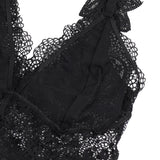 V Neck Lace Stitching Strap with Flower Babydoll