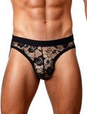 Black Lace See Through Elastic Band Men Jock Underwear