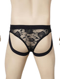 Black Lace See Through Elastic Band Men Jock Underwear