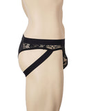 Black Lace See Through Elastic Band Men Jock Underwear
