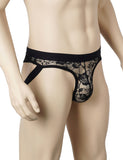 Black Lace See Through Elastic Band Men Jock Underwear