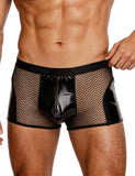 Sexy  Patent Leather And Mesh Men Boxer