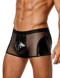 Sexy  Patent Leather And Mesh Men Boxer