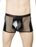 Sexy  Patent Leather And Mesh Men Boxer