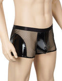 Sexy  Patent Leather And Mesh Men Boxer