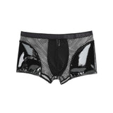 Sexy  Patent Leather And Mesh Men Boxer