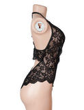 Sexy Lace Mesh Halter Neck Deep V Crotchless Bodysuit