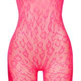 Sexy Patterned Backless Long Sleeves Bodystocking with Integrated Gloves