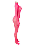 Sexy Patterned Backless Long Sleeves Bodystocking with Integrated Gloves