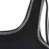 Sexy Crop Camisole With Rhinestone Crisscross Back Straps