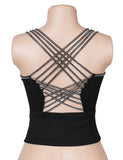 Sexy Crop Camisole With Rhinestone Crisscross Back Straps