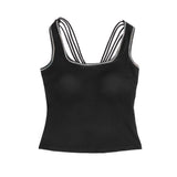 Sexy Crop Camisole With Rhinestone Crisscross Back Straps