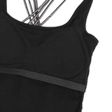 Sexy Crop Camisole With Rhinestone Crisscross Back Straps
