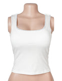 Sexy Crop Camisole With Rhinestone Crisscross Back Straps
