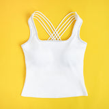 Sexy Crop Camisole With Rhinestone Crisscross Back Straps