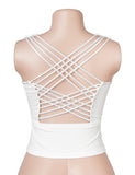 Sexy Crop Camisole With Rhinestone Crisscross Back Straps