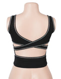 Sexy Crop Camisole With Rhinestone Crisscross Back Straps
