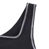 Sexy Crop Camisole With Rhinestone Crisscross Back Straps