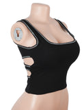 Sexy Crop Camisole With Rhinestone Crisscross Back Straps