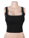 Sexy Crop Camisole With Rhinestone Crisscross Back Straps