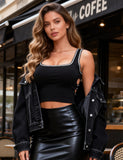 Sexy Crop Camisole With Rhinestone Crisscross Back Straps