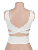 Sexy Crop Camisole With Rhinestone Crisscross Back Straps