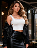 Sexy Crop Camisole With Rhinestone Crisscross Back Straps