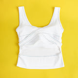 Sexy Crop Camisole With Rhinestone Crisscross Back Straps