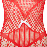 Christmas Red Sexy Bow Plush Decoration Suspender Fishnet Bodystocking