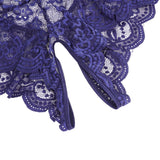Sexy Lace Mesh Halter Neck Deep V Crotchless Bodysuit