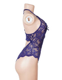 Sexy Lace Mesh Halter Neck Deep V Crotchless Bodysuit