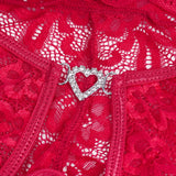 Sexy Lace Mesh Halter Neck Deep V Crotchless Bodysuit