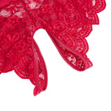 Sexy Lace Mesh Halter Neck Deep V Crotchless Bodysuit