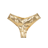 Sexy Women Gold Foil Faux Leather Brief