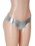 Sexy Women Gold Foil Faux Leather Brief