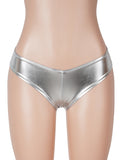 Sexy Women Gold Foil Faux Leather Brief