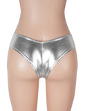 Sexy Women Gold Foil Faux Leather Brief