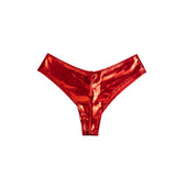 Sexy Women Gold Foil Faux Leather Brief