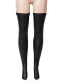 Black Sexy Matte PU Leather Elastic Stockings