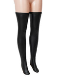 Black Sexy Matte PU Leather Elastic Stockings