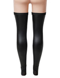 Black Sexy Matte PU Leather Elastic Stockings
